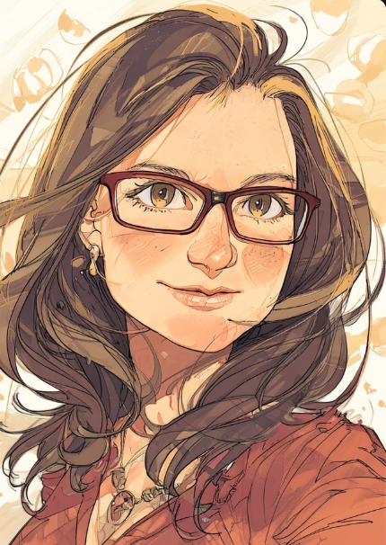 Kita - a woman with long brown hair and glasses